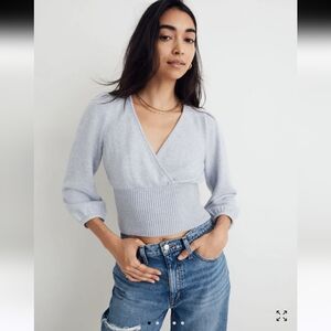Madewell Wrap V-Neck Sweater in Coziest Yarn Size XL